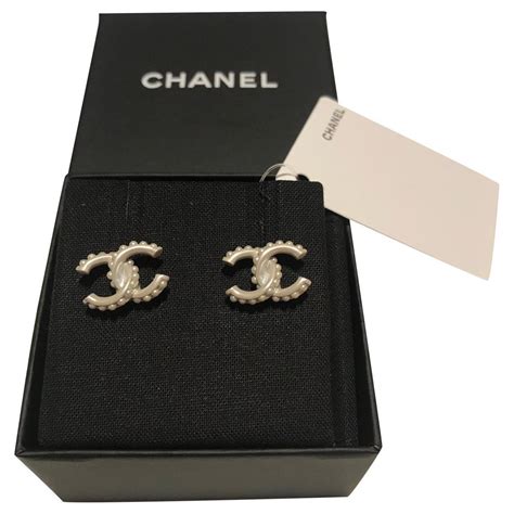 boucles d'oreilles chanel argent|Chanel Boucles d'oreilles .